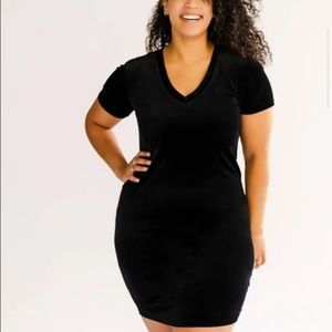 Black velvet maternity dress